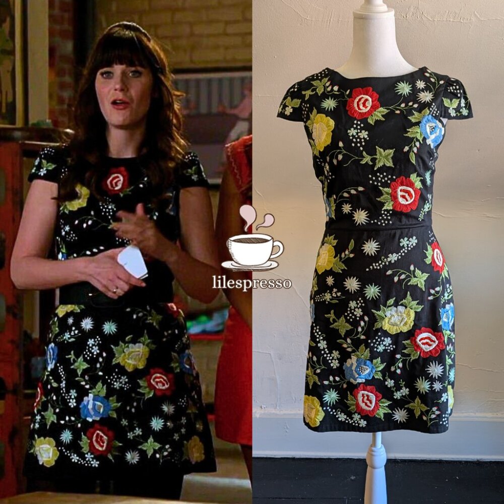 alice + olivia ellen floral embellished dress ASO jessica day new girl (0)